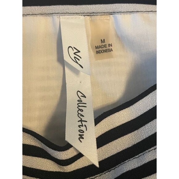 Ny Collection tunic top striped black and white strappy nautical preppy layered - Picture 5 of 7